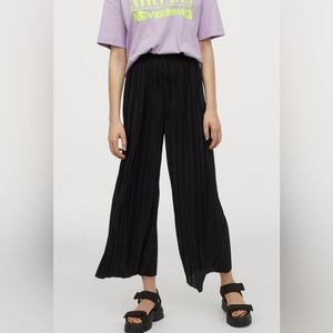 Madewell Silky Flowy Pull on Wide Leg Pleated Palazzo Pants Ankle Crops